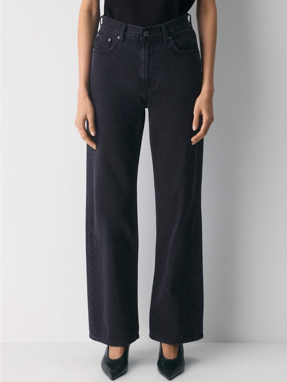 Denim Forum Black Wide Leg Flare Jeans